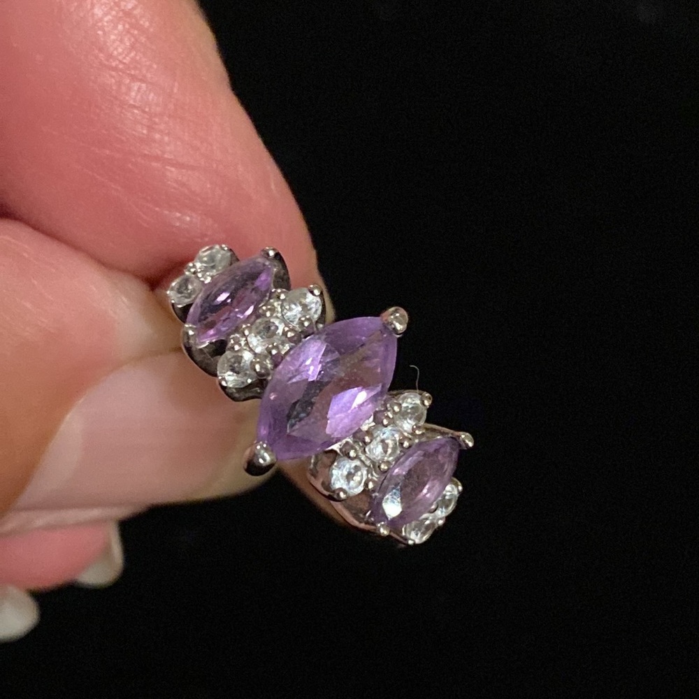 Sterling Silver Amethyst Colored Stone Ring - image 6